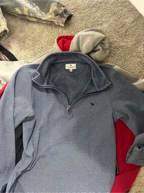 Simply Southern Men's Half-Zip Sweater in Blue with Navy Logo